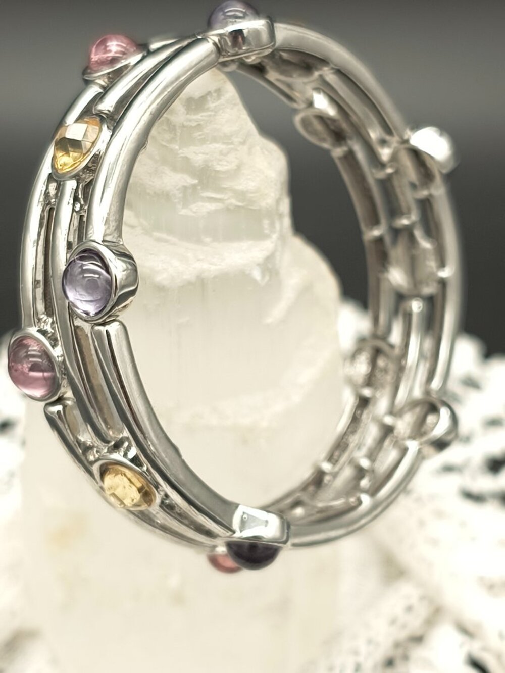 Lia Sophia Staccato Multi-Color Silver Tone Stretch Bracelet